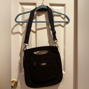 Vera Bradley Brown quilted crossbody clutch purse womens shoulder bag NEW